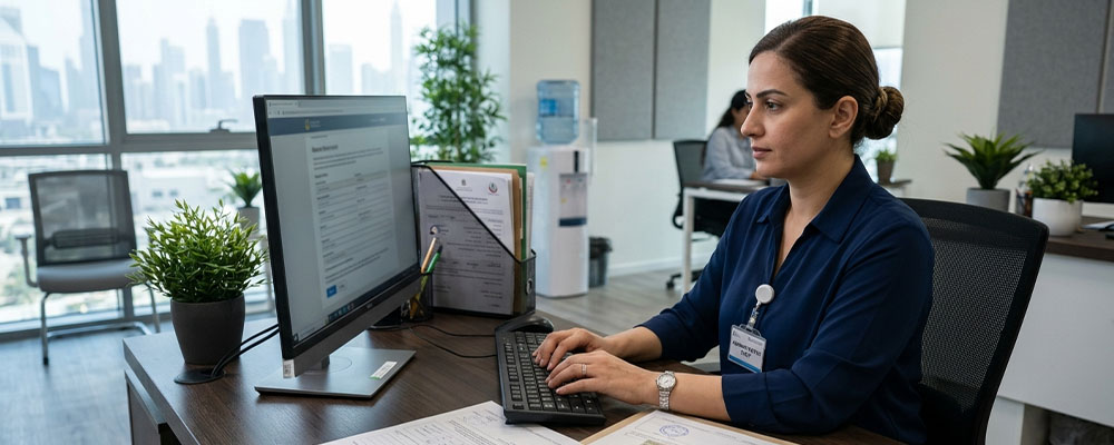 Efficient typing services for occupational health Certificate renewal application processing